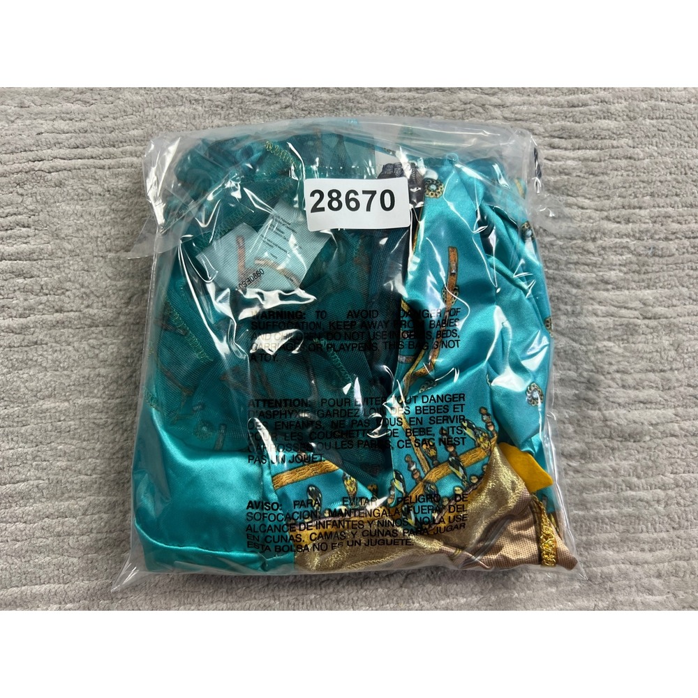 Disney Costume Girls M 8-10 Teal Aladdin Jasmine Peacock Jumpsuit Cape 2pc Set - Picture 11 of 12